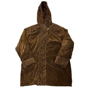Vintage EXPRESS Avenue De L'Opera Brown Velvet Embroidered Jacket Women's Medium